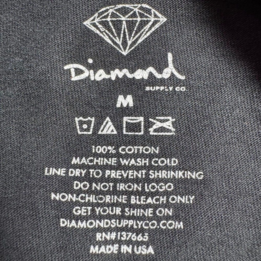Vintage Diamond Supply‎ Co. Mens Long Sleeve T-Shirt Graphic Black Red Skate USA - Picture 2 of 8
